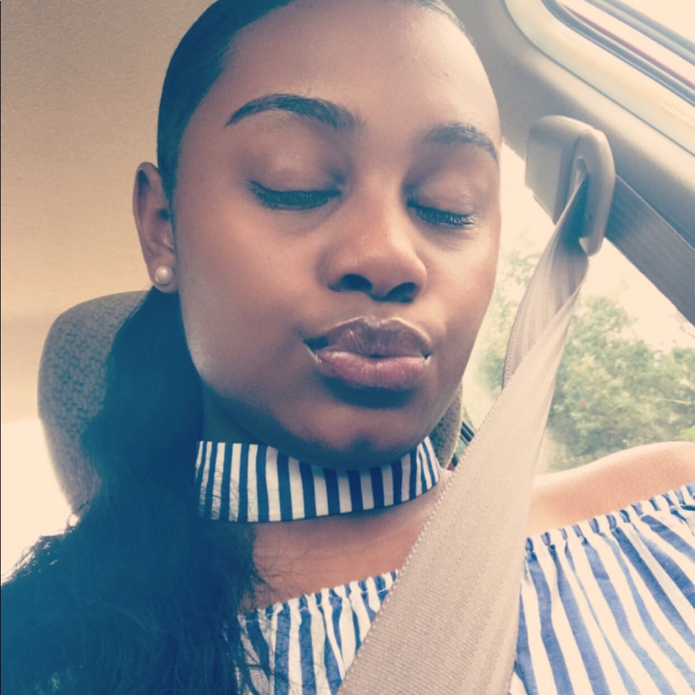 White and blue striped blouse with neckband